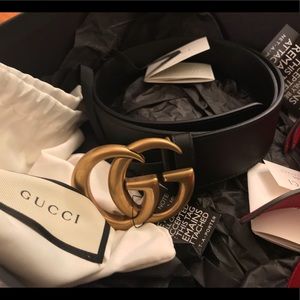 Gucci Leather belt with Double G buckle 90(34)